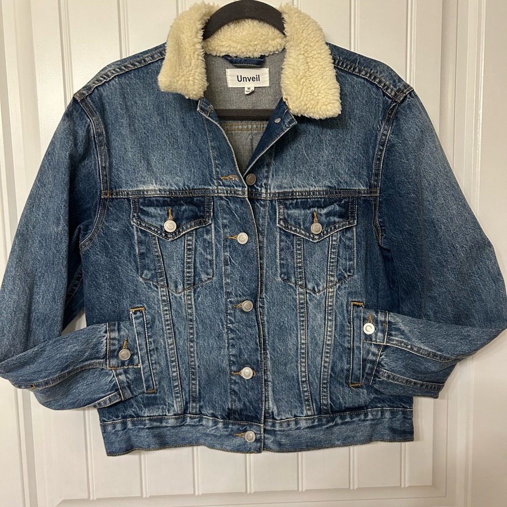 Blue Denim Jean Jacket with Sherpa collar